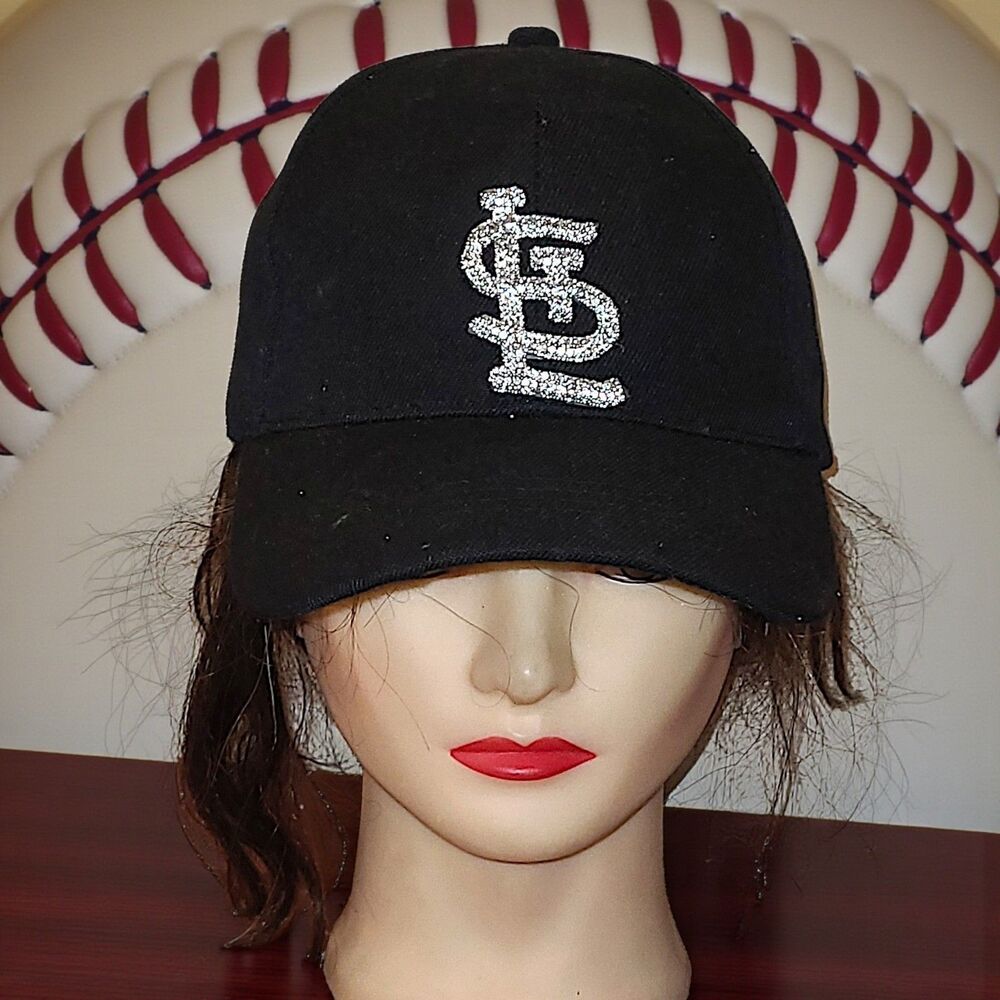 Black Bling St. Louis Cardinals Hook and Loop Closure Baseball Hat